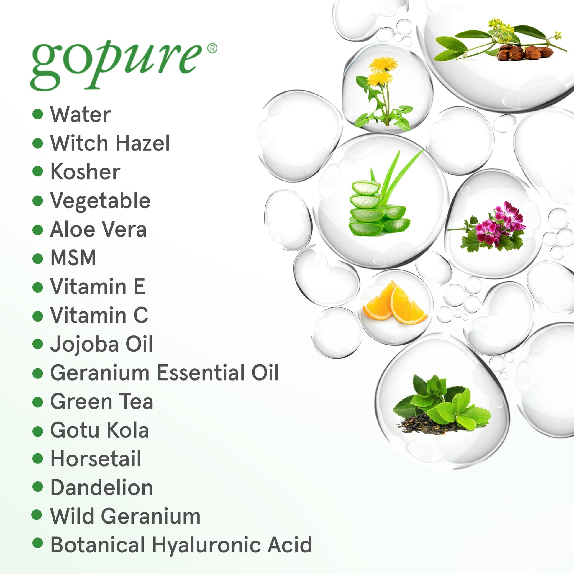 goPure Hyaluronic Acid Serum with Vitamin C, Green Tea & Vitamin E - Hydrating Anti Aging Serum - Hydrates & Plumps the Skin - Dry Skin, Fine Lines, Wrinkles - 1oz
