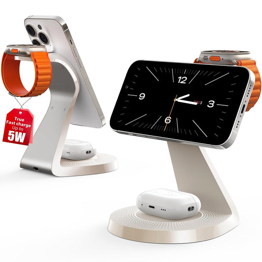 Estación de carga 3 en 1 para dispositivos Apple, soporte de carga rápida Mag-Safe, cargador inalámbrico para iPhone 16/15/14/13/12, y AirPods, e iWatch (cargador USB incluido)