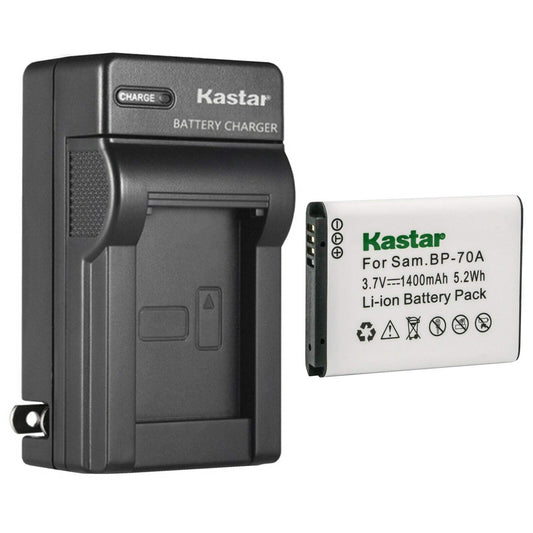 Kastar - Paquete de 1 batería BP-70A y cargador de pared de CA de repuesto para batería Samsung BP-70A BP70A, Samsung ST95, ST96, ST6500, TL105, TL110, TL125, TL205, WB30F, WB31F, WB32F, WB35F