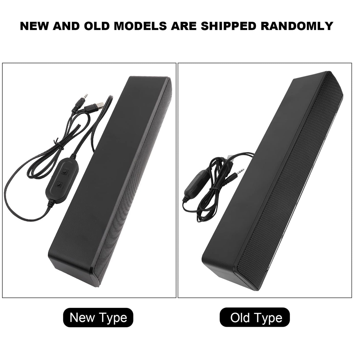 Ejoyous Barra de sonido estéreo con cable USB, compatible con múltiples dispositivos, diseño clásico y duradero en negro