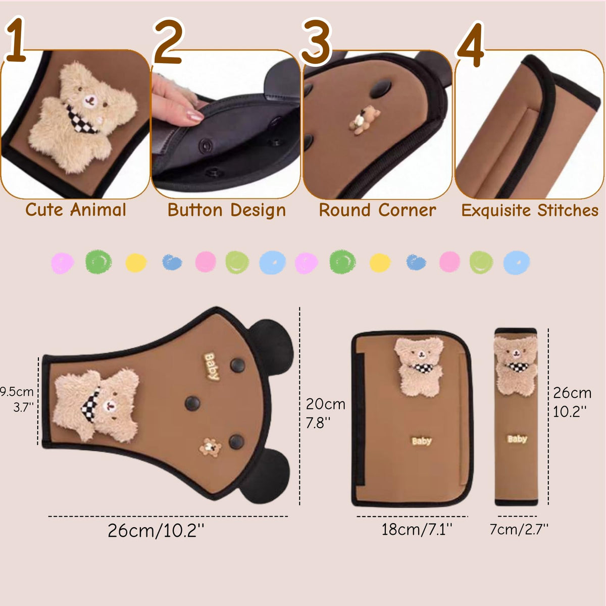 Funda para Cinturón de Seguridad Zigihos Panda para Niños y Niñas
