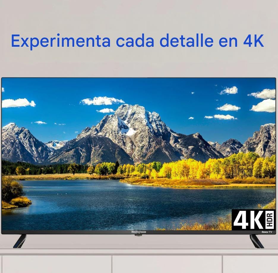 Westinghouse Televisor Inteligente de 58" Pulgadas Sin Bordes, Ultra Alta Definición 4K con HDR10, Búsqueda y Control por Voz, Dolby Audio, Aplicación Móvil - WR58UE4100