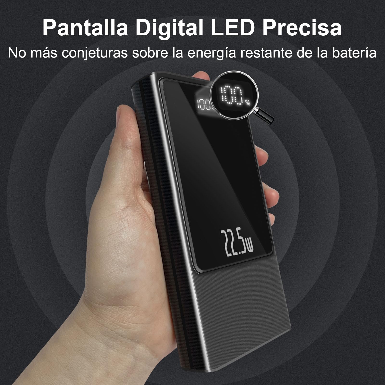 INTELIFE Power Bank 22.5W 20000 mAh Pila Portátil de Carga Rápida,USB-C 20W y Salida de USB-A 22.5w Banco de Batería Delgada Pantalla LED Compatible con iPhone 16/15/14 Serie, Android, Samsung,etc.