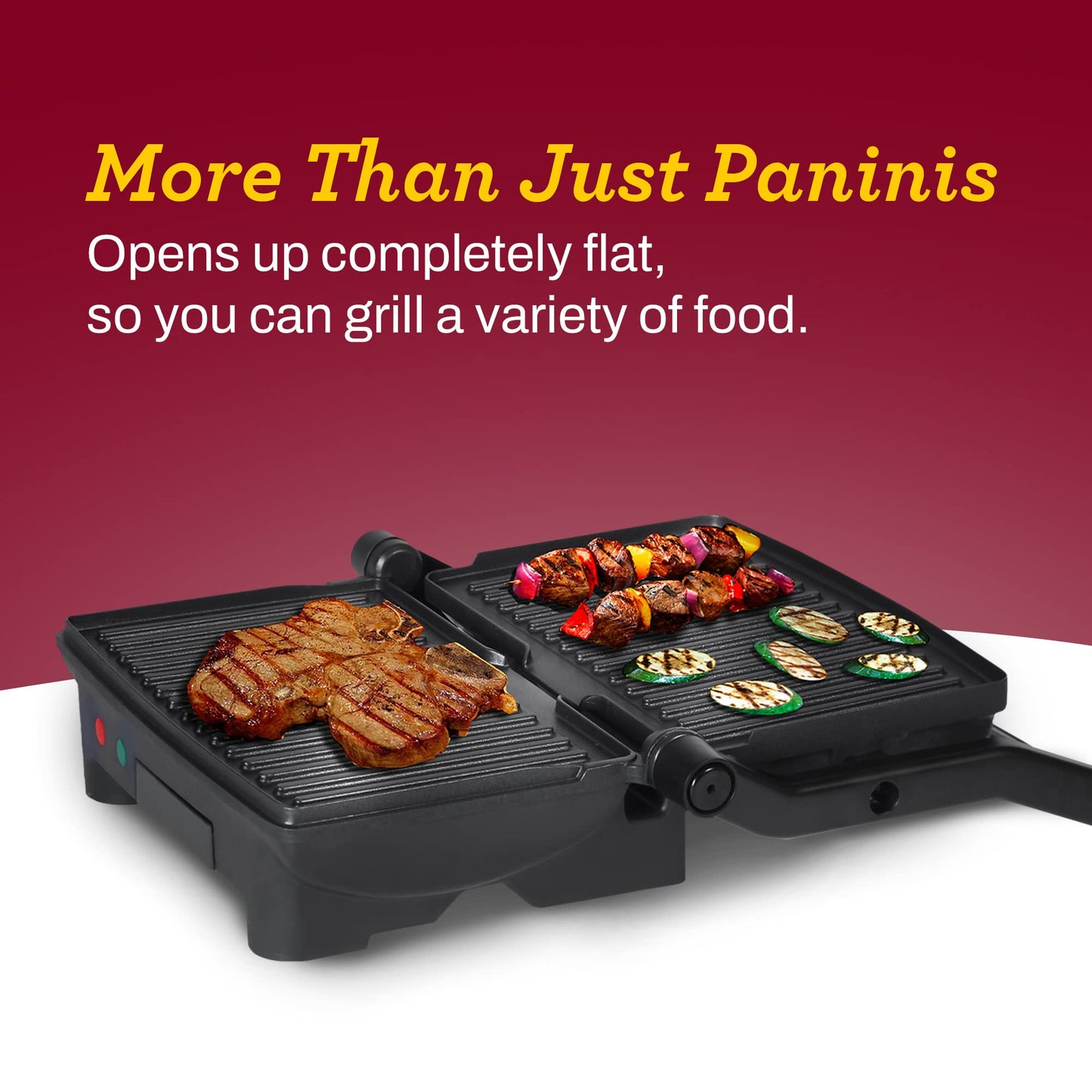 Elite Gourmet EPN-2976# 2 en 1 parrilla antiadherente Panini Press & Indoor Grill, abre una sandwichera gourmet de 180 grados, bisagra flotante para todos los alimentos, parrilla de contacto con
