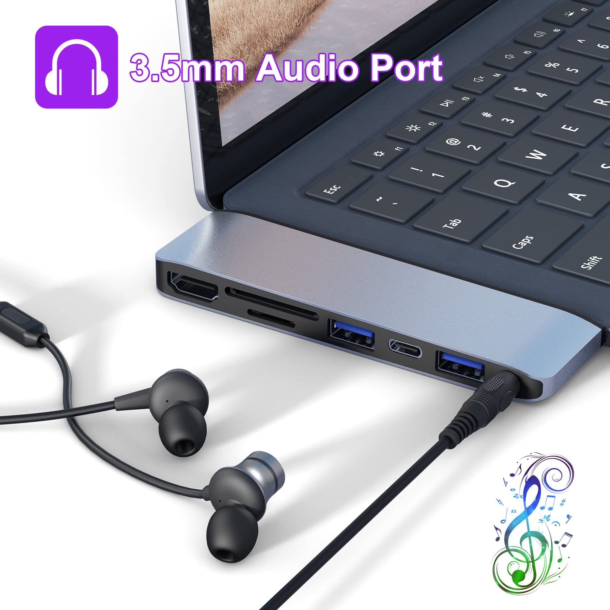 Estación de Acoplamiento para Surface Laptop con HDMI 4K, USB 3.0 y USB-C