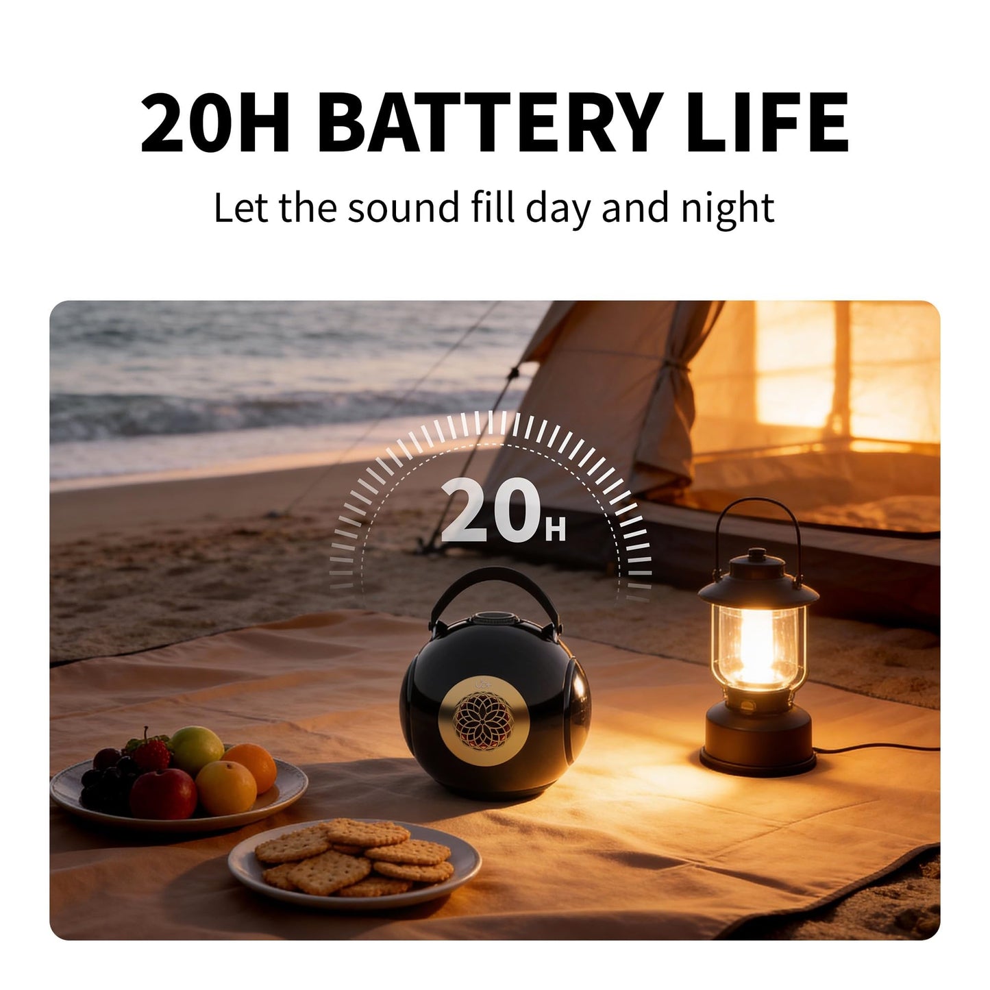 UB+ dB1 doubleBASS - Altavoz Bluetooth impermeable | Sonido Hi-Fi de 40 W con graves profundos, tiempo de reproducción de 20 horas, emparejamiento IPX5 y TWS (negro brillante con trípode)