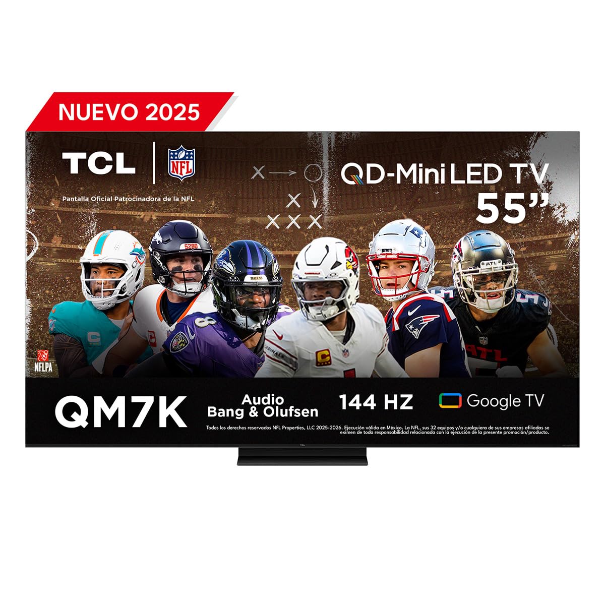 TCL Smart TV Pantalla 55" 55QM7K Google TV QLED - MiniLED 4K Google Assistant | Hands Free Voice Control | Alexa | VisionHDR10+| AiPQ™ | Micro Dimming | NITS 3000 | Panel 144 Hz