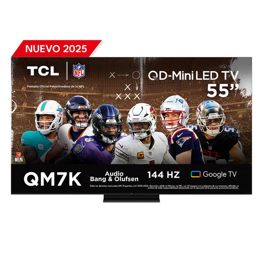 TCL Smart TV Pantalla 55" 55QM7K Google TV QLED - MiniLED 4K Google Assistant | Hands Free Voice Control | Alexa | VisionHDR10+| AiPQ™ | Micro Dimming | NITS 3000 | Panel 144 Hz