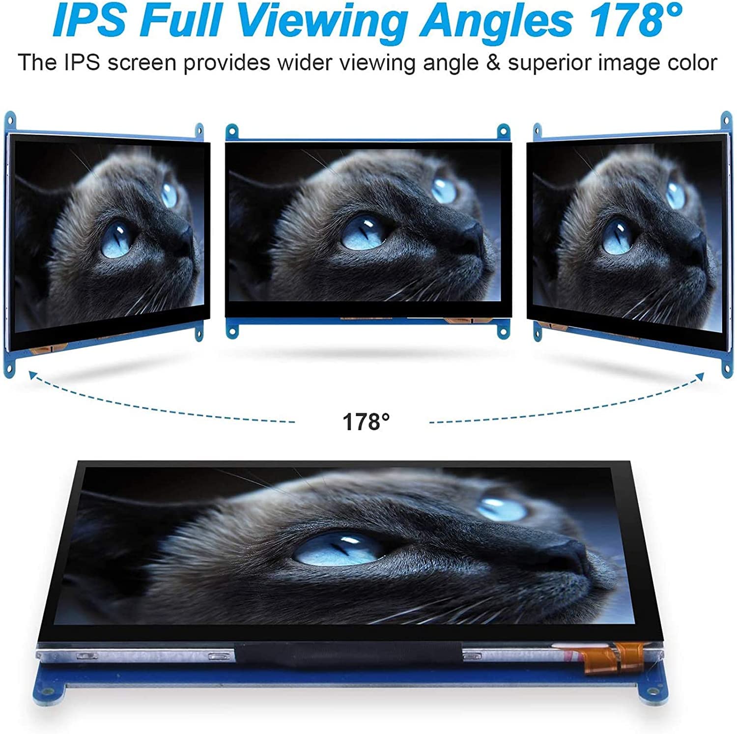 Yoidesu Pantalla táctil capacitiva de 7 Pulgadas para 3/2/1, 1024 × 600 Monitor portátil Full HD para Juegos con retroiluminación, Panel táctil HDMI, Compatible con