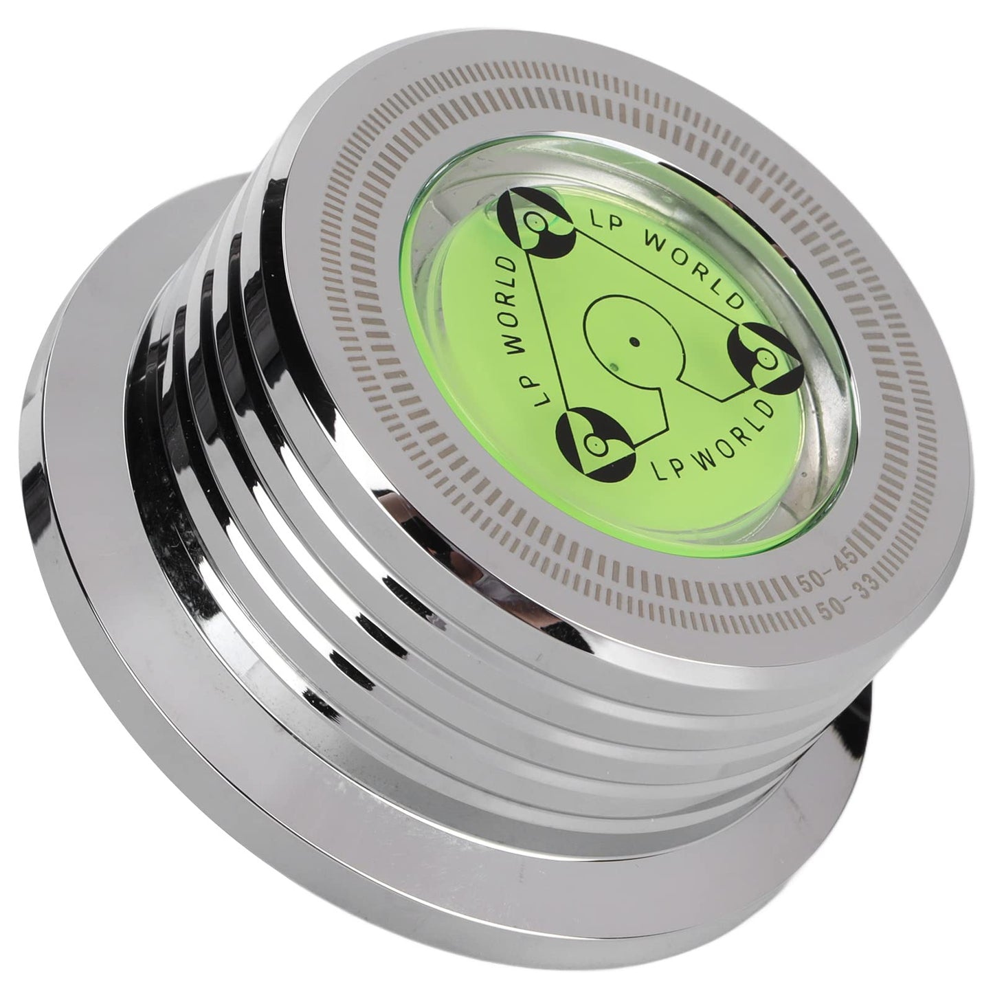 Estabilizador de Discos de Vinilo, Estabilizador de Peso de Discos, Abrazadera de Disco Giratoria de Aluminio con Nivelación de Burbujas para Tocadiscos LP de 50 Hz, Estabilizador de Discos de(Plata)