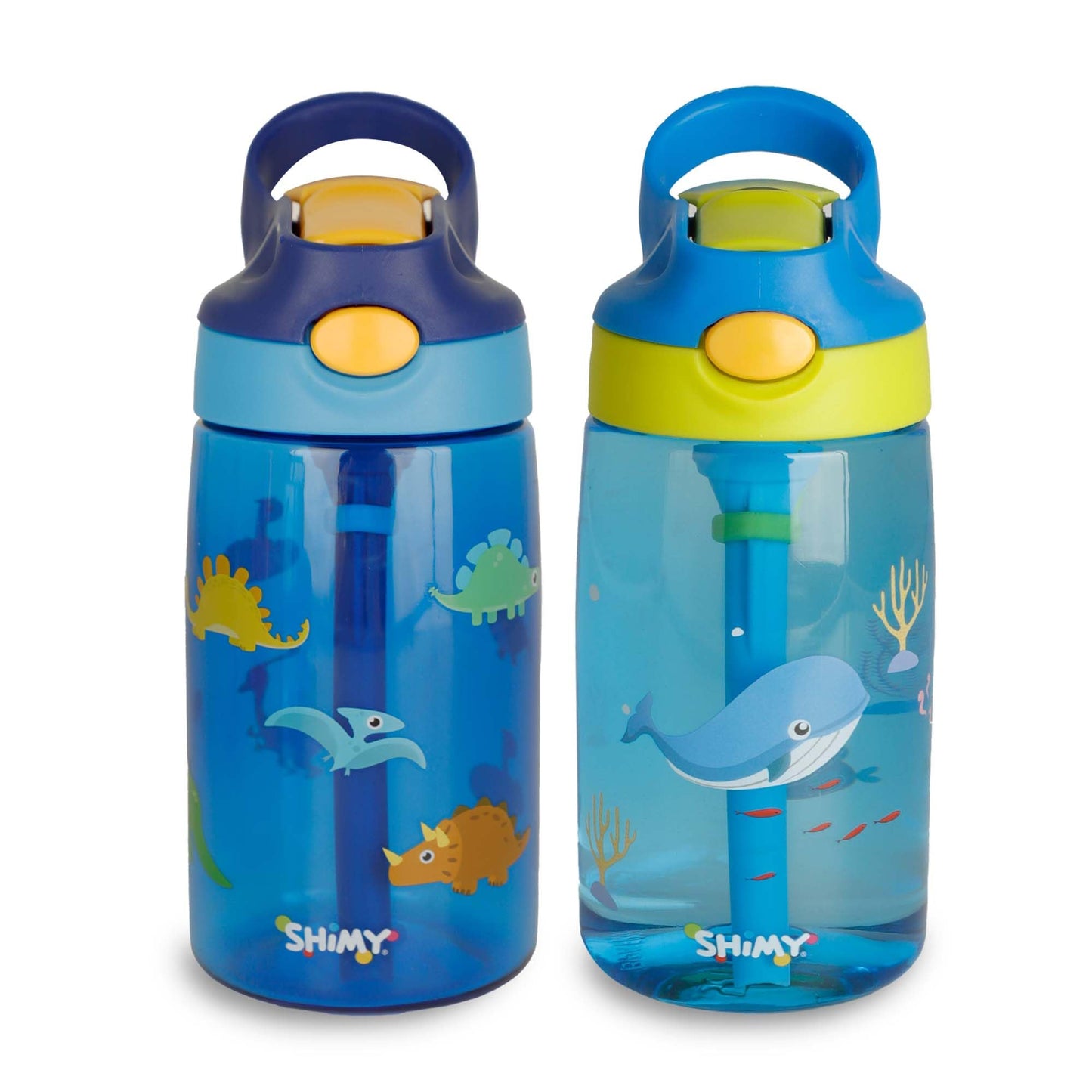 Termos SHIMY Azul y Verde con Tapa a Prueba de Fugas y Popote de Silicón para Niños