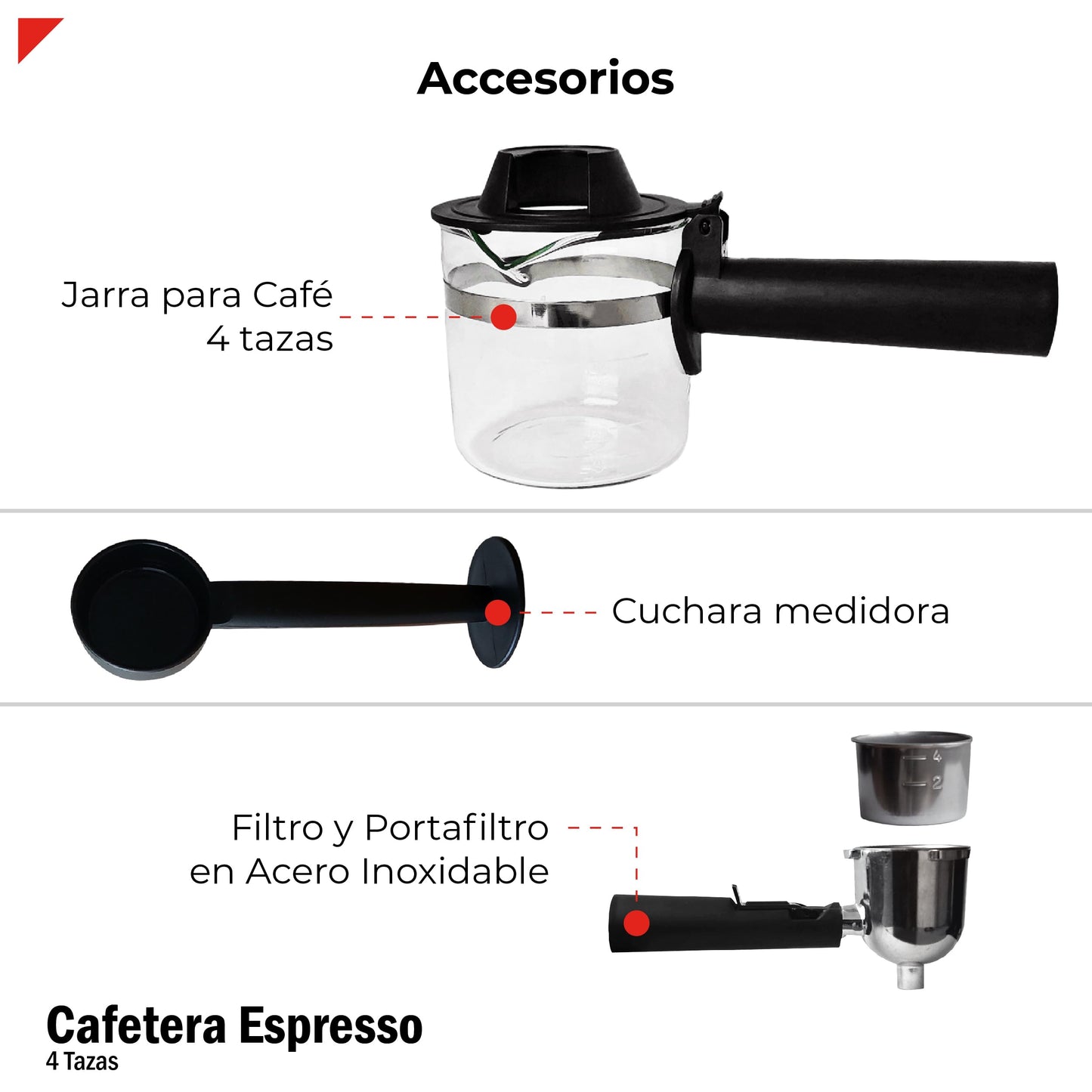 BOGNER- Cafetera espresso capuccino de 4 tazas para café molido BCM35 fabricada en acero inoxidable. Capacidad de tanque 470ml. Diseño moderno con frente ovalada