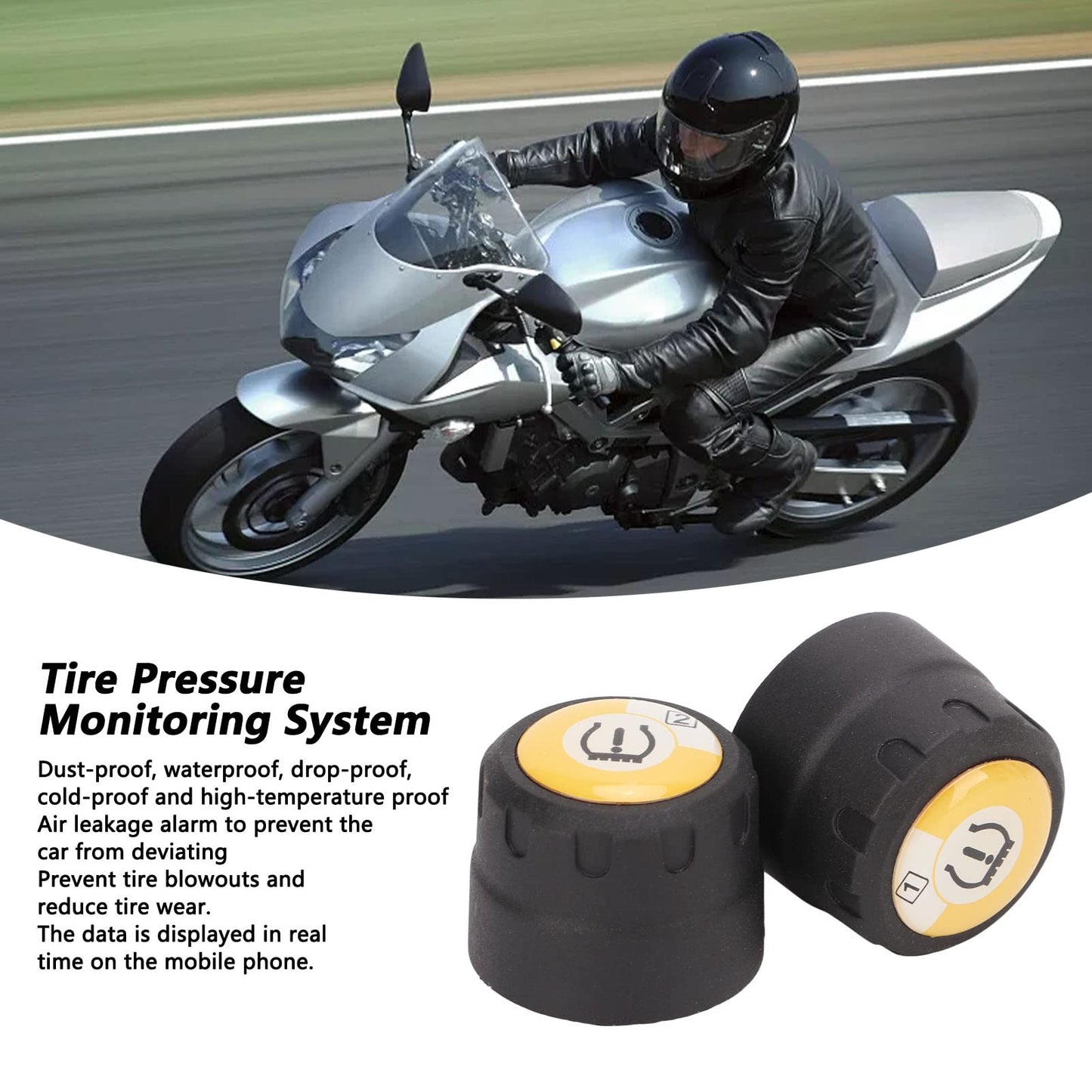 Sistema de Monitoreo de Presión de Neumáticos Aramox Bluetooth para Motocicleta Sensor Externo Aplicación Visualización