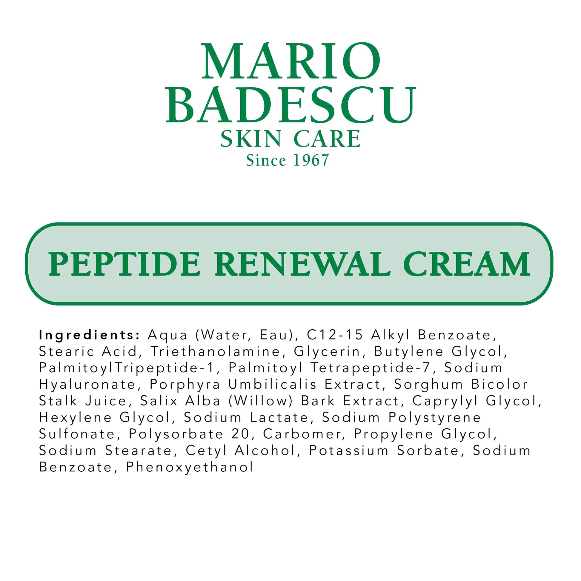 Mario Badescu Crema renovadora de péptidos para pieles mixtas, secas y sensibles | Crema facial antienvejecimiento formulada con palmitoil tripéptido-1 e hialuronato de sodio | 1 onza