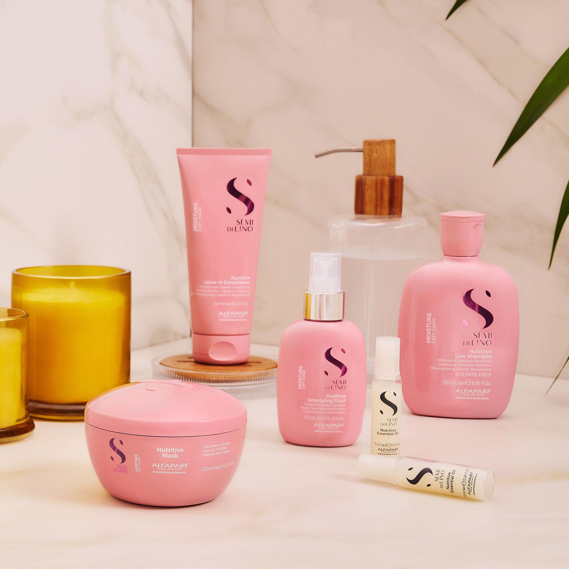 Champú hidratante sin sulfato Alfaparf Milano Semi Di Lino para cabello seco - Nutrición y protección para cabello teñido - Libre de SLS, parabenos y parafina - Calidad profesional de salón - 249 ml