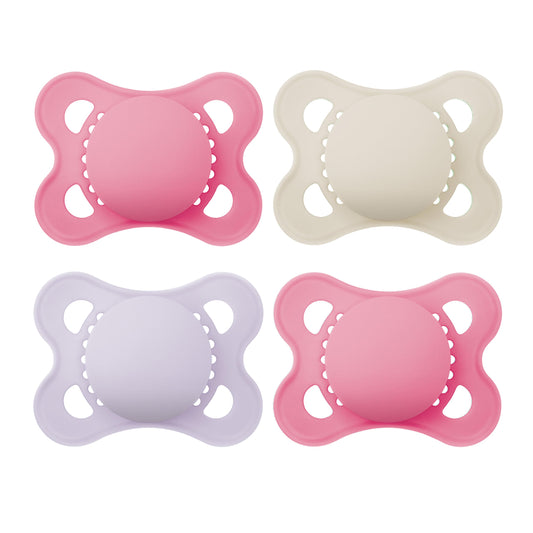 MAM - Chupetes originales mate para bebé, Binky para niñas de 0 a 6 meses, pezón de silicona sin BPA, fácil de limpiar, mejor para bebés lactantes, desarrollado con expertos médicos, 4 unidades