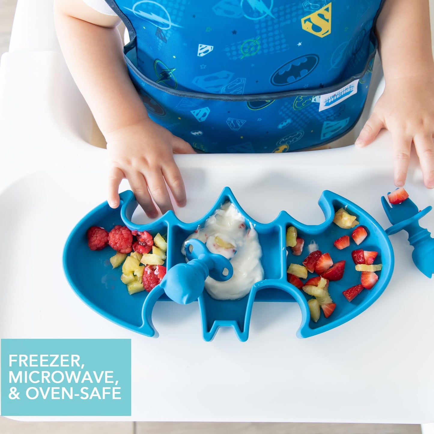 Bumkins - Placa de succión para niños pequeños y bebés, plato de agarre de silicona, bebés y niños, destete LED para bebés, suministros de alimentación para niños, parte inferior adhesiva
