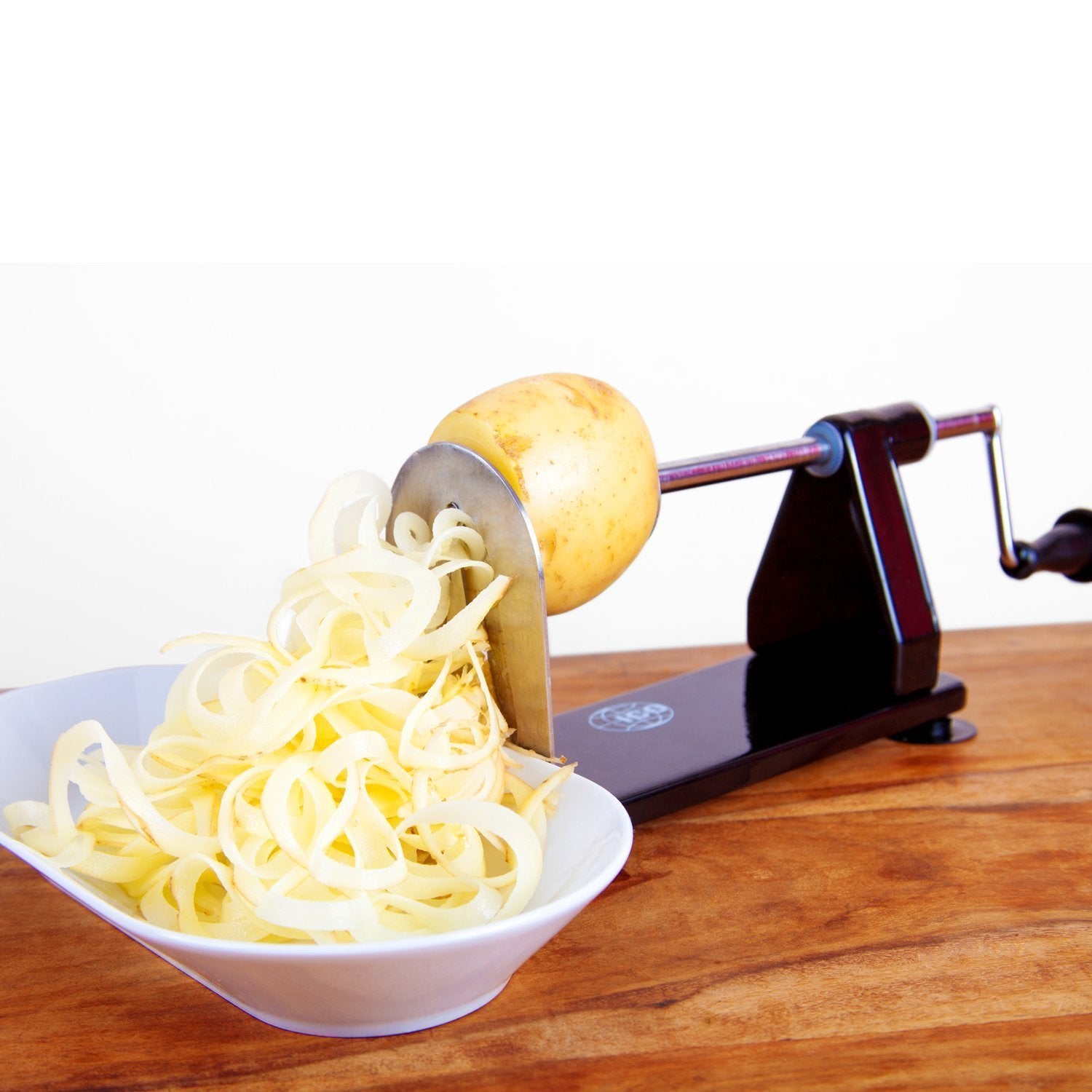 ICO 4-hoja Spiralizer cortador de verduras, más fuerte que todos los cortadores de plástico con 3 cuchillas intercambiables y 1 integrado, negro