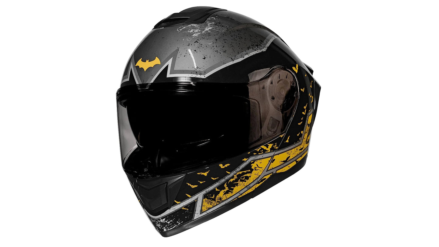 KOV Casco Batman Zero Amarillo ABATIBLE con LED DC Comics Certificado Dot (L)