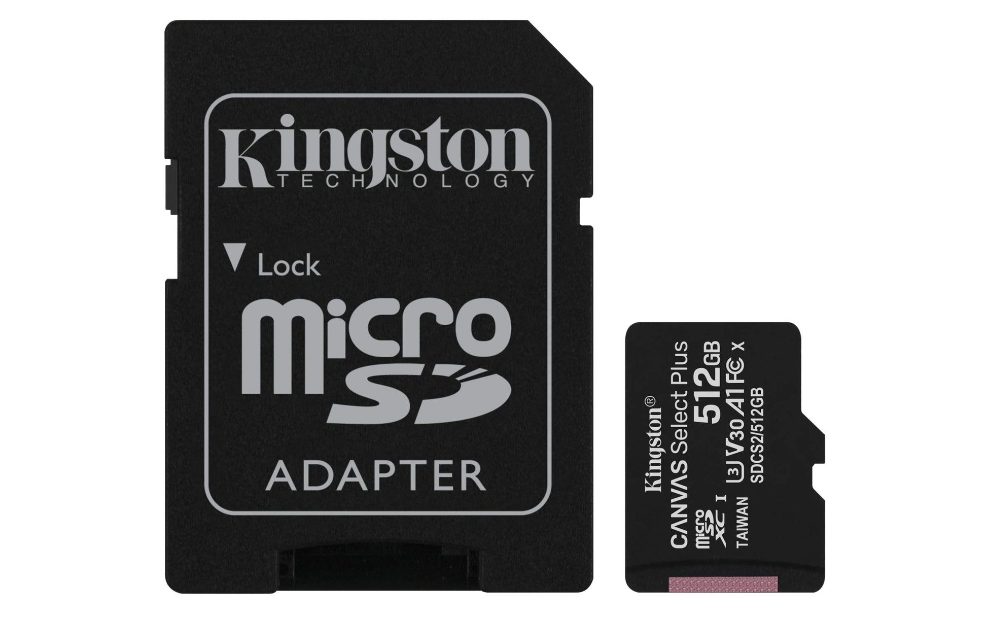 Kingston MicroSDXC Select Plus 512GB (Con Adaptador a SD) Clase 10, UHS-I, U3, V30 Lectura: 100MB/s y Escritura: 85MB/s (SDCS2/512GB)