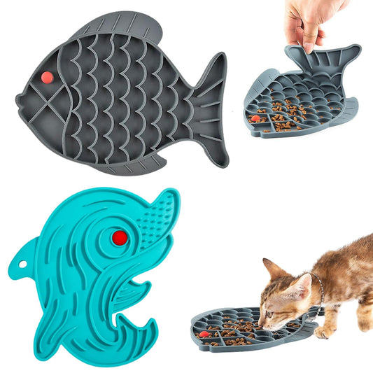KIWOP Almohadilla para Lamer Perros, Pack de 2 Tapete para Lamer Perros, Tapete de Alimentación Lenta para Mascotas, Lick Mat para Perro, Tapete para Comida de Perro con Ventosas (Gris+Azul)