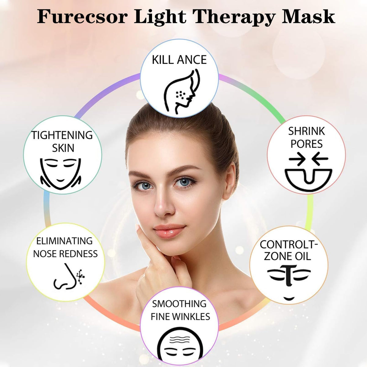 Mascara LED Facial de 7 Colores con Control Remoto para Cara y Cuello