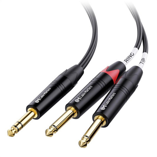 Cable Matters Cable de inserción TRS de 6,35 mm a doble TS (cable de 1/4 TRS a 2 TS) - 10 pies