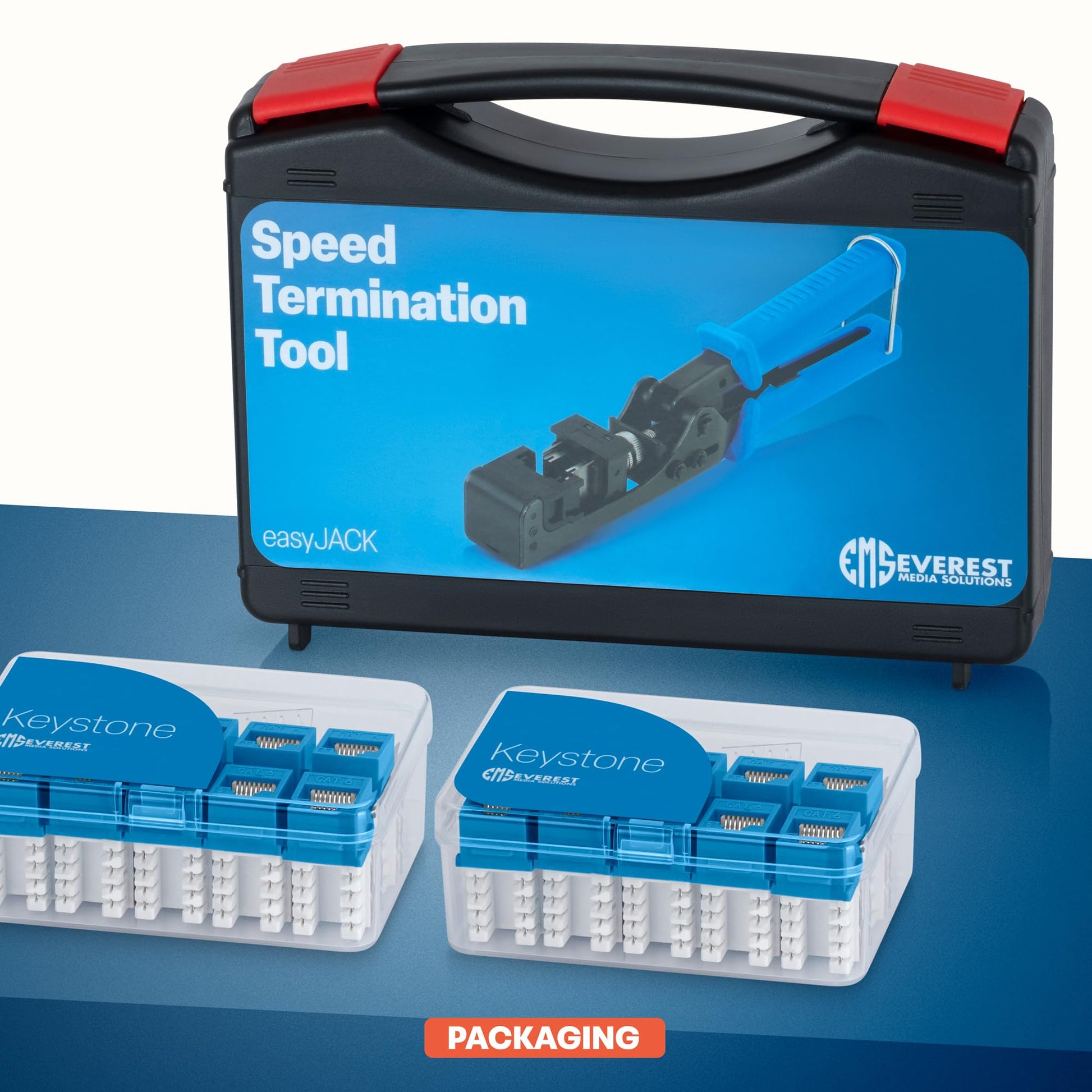 Herramienta de Terminación easyJACK Everest Media Solutions Azul con Conectores Keystone CAT6/5e en Ángulo de 90°