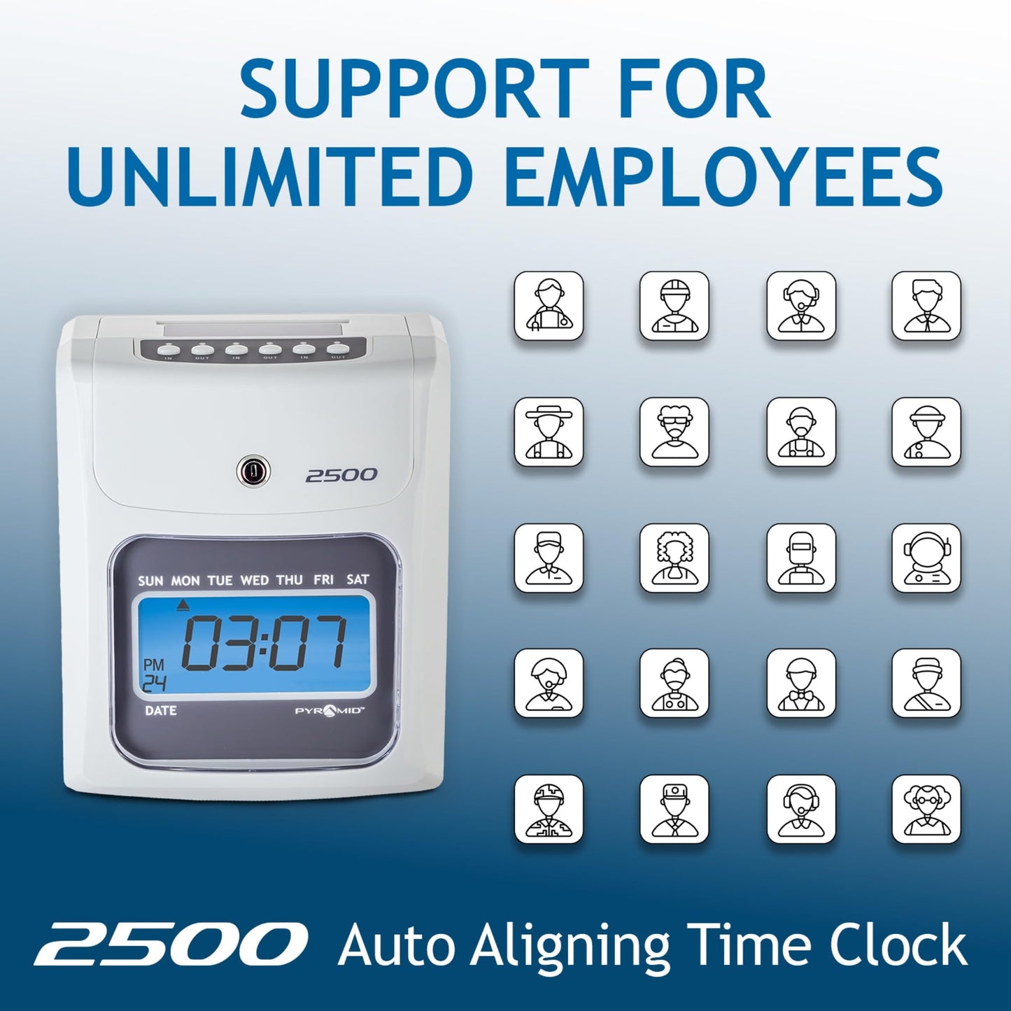 Reloj de Tiempo Pyramid Time Systems Marfil con 100 Tarjetas para Pequeñas Empresas