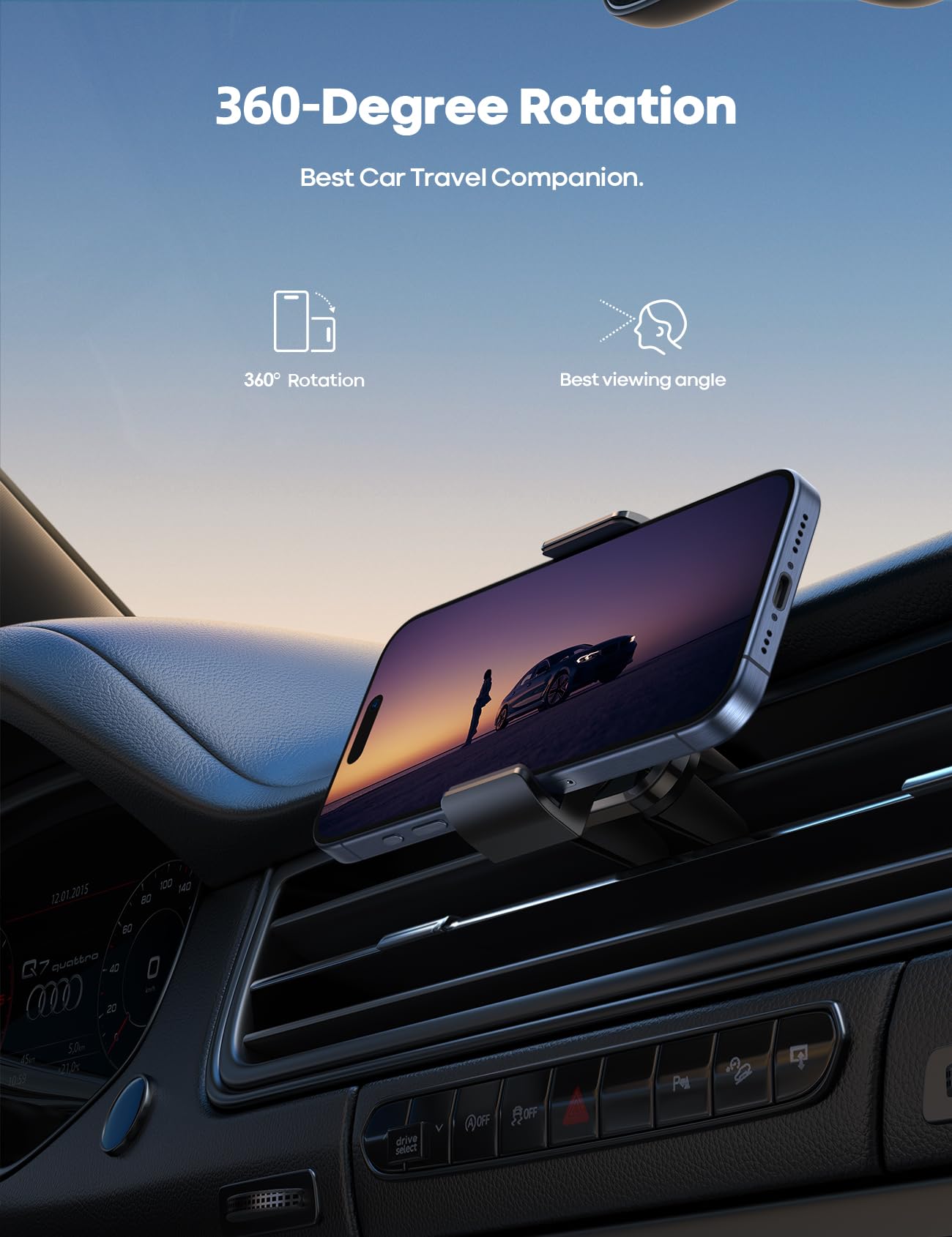 Lamicall Soporte Celular Auto, Porta Celular Auto - Carro de Rejillas de Ventilación Salidas de Aire para iPhone 15 14 13 12 11 8 7 XS XR, Samsung, Redmi, Android Smartphones, para 4.7-6.5" Celular