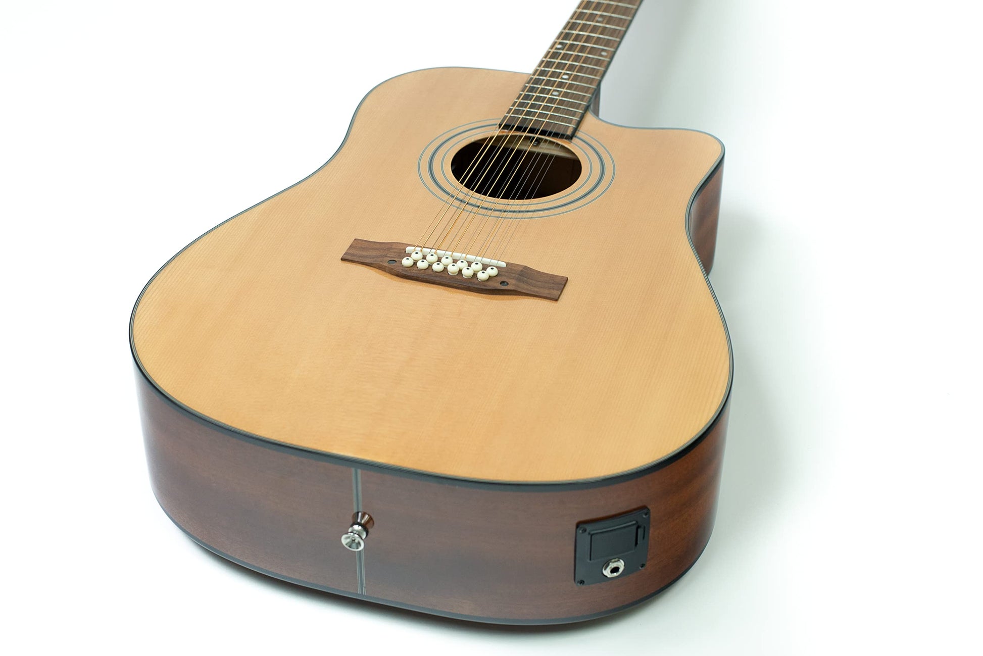 Deviser - Guitarra Electroacústica L-12x Natural 12 Cuerdas de metal, calidad de sonido, incluye funda