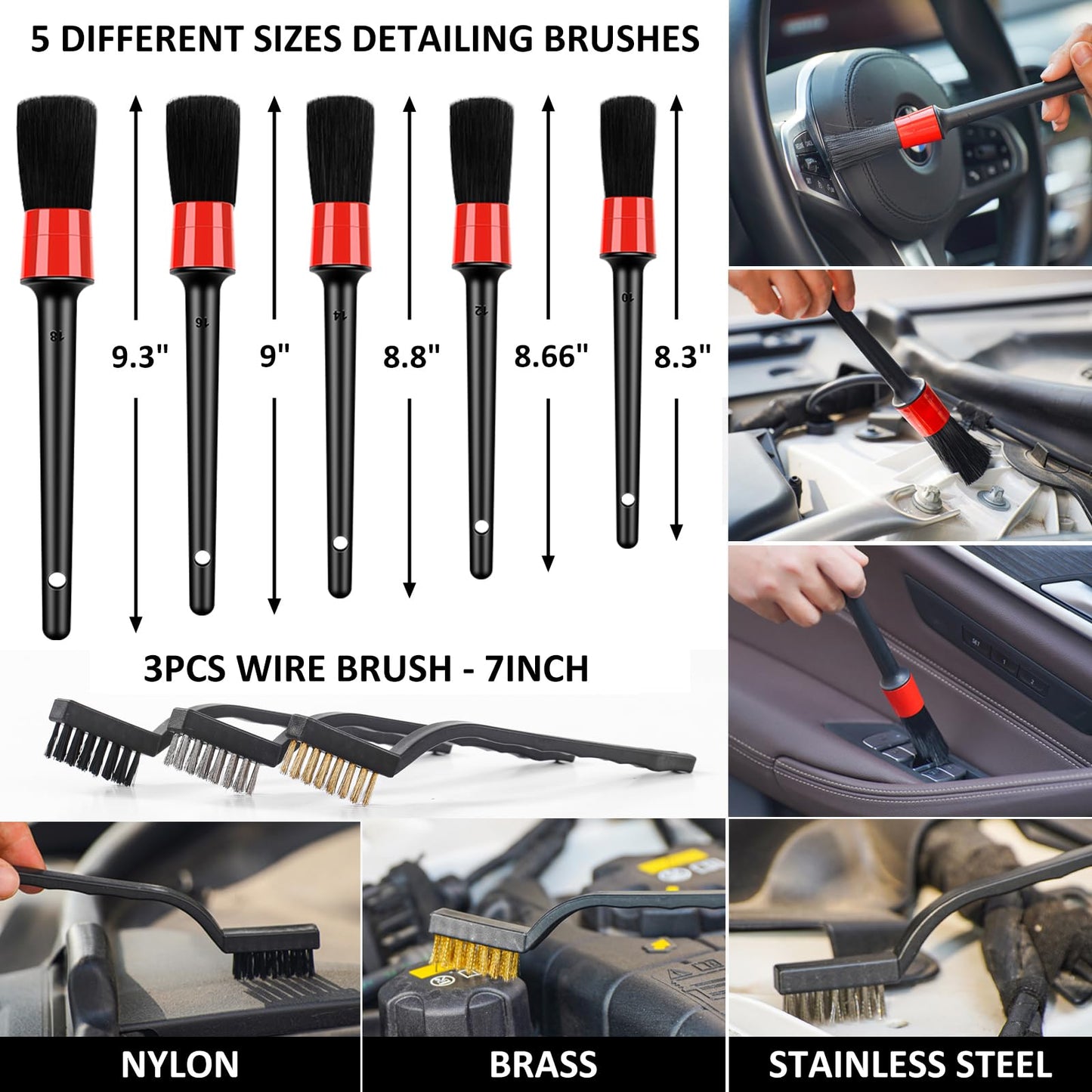 AUTODECO - Juego de limpieza para el lavado de coches con pulverizador de espuma, trapeador con mango largo, cubeta plegable, manopla grande, toallas, 44 piezas, negro