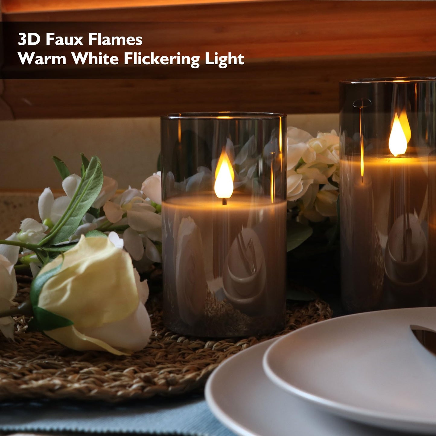 Velas led Rhytsing Gris con Mando Decorativas Grandes para Navidad