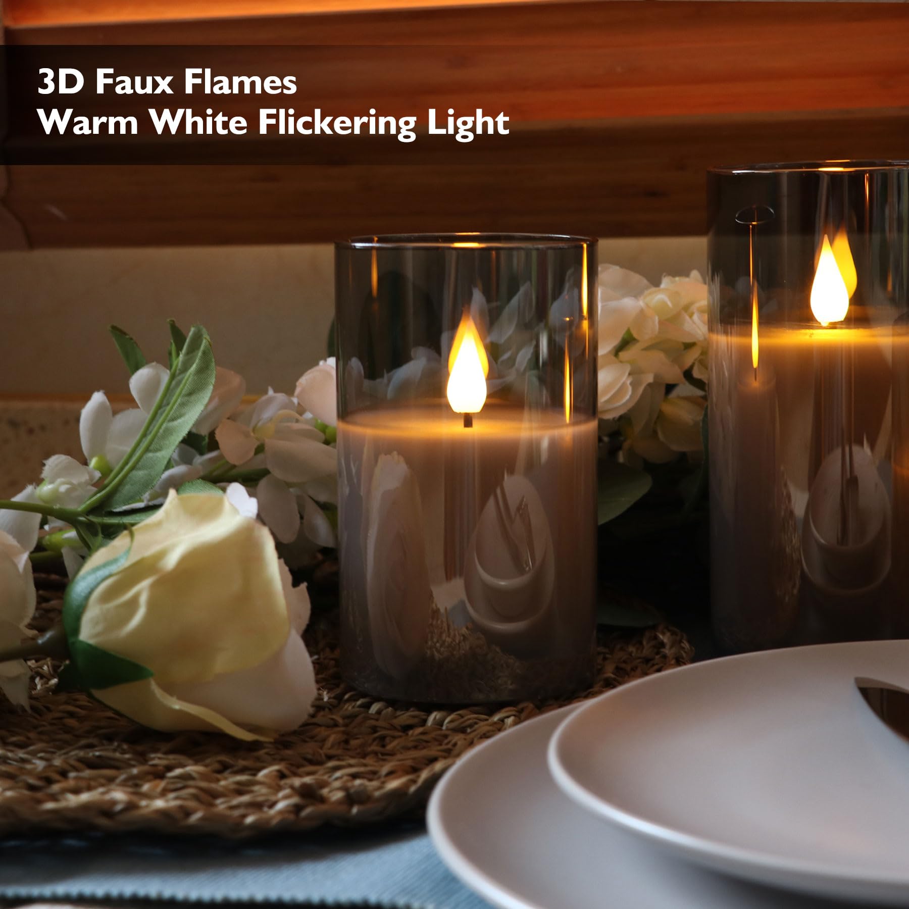 Velas led Rhytsing Gris con Mando Decorativas Grandes para Navidad