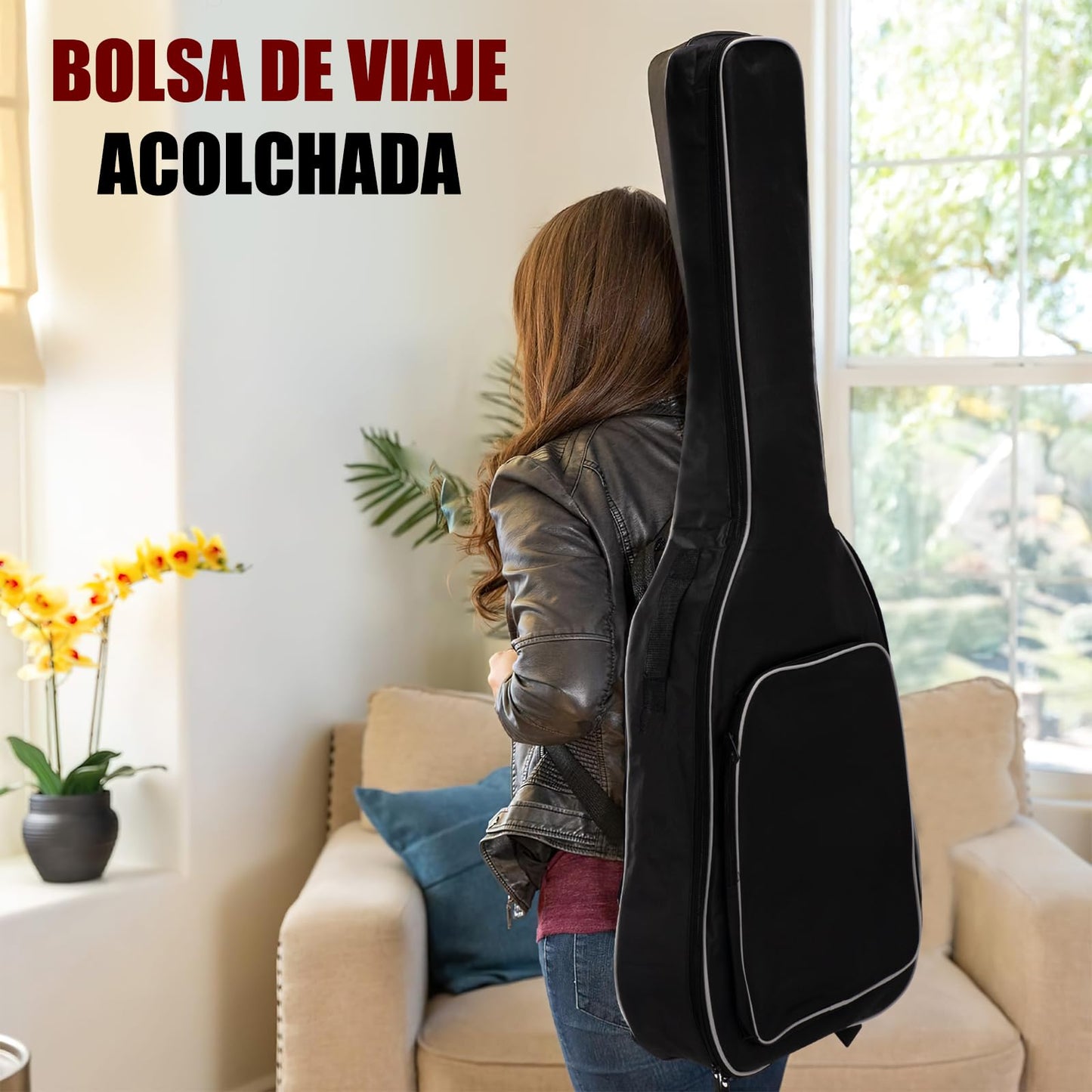 Guitarra Acústica de 39 Pulgadas, Guitarra Clasica 6 Cuerdas Incluye Kit de Accesorios, Bolsa para Guitarra, Correa, Golpeador, Plumillas, Afinador y Más
