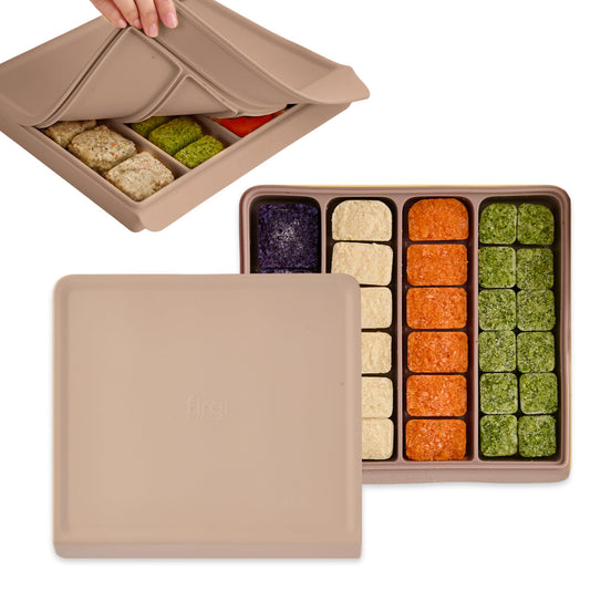Firgi Bandeja de silicona para alimentos para bebés con tapa para congelador Corea - 26oz Recipientes apilables para preparación de comidas para puré de bebé, alimentos caseros y bocadillos - 4