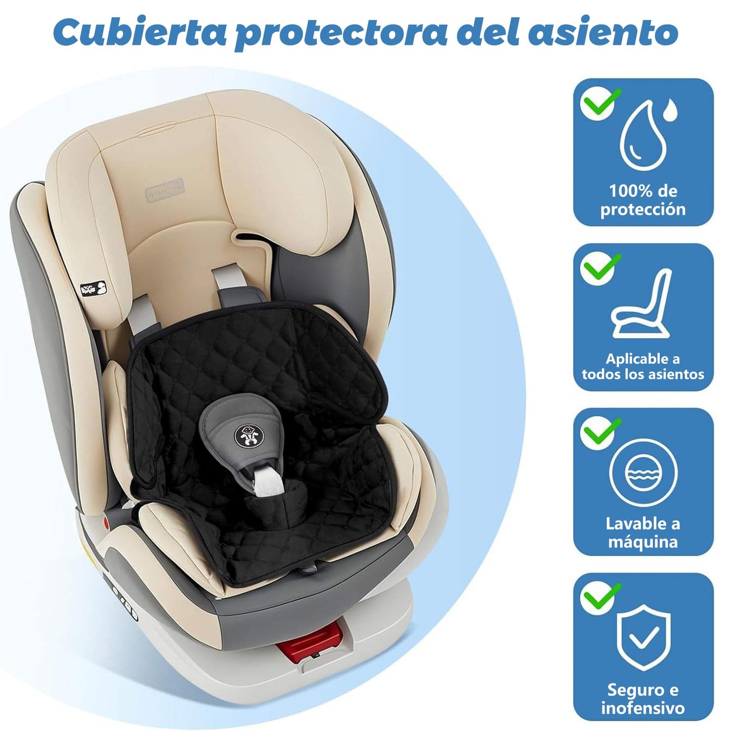 LAIXIAO Piddle Pad Protector Asiento Coche Bebé, Impermeable, Antideslizante, Lavable. Ideal para derrames, Fugas pañales, Entrenamiento Inodoro. Apta Asientos y carriolas (Negro)