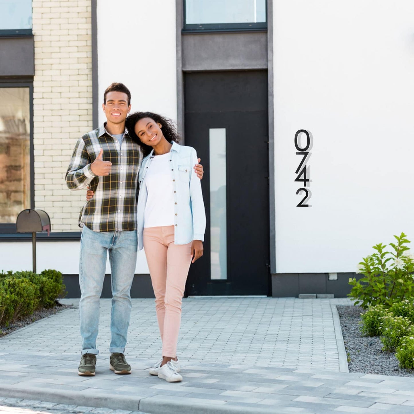 GLINTYU Numeros para Casa Exterior, Altura 20 cm, Material ABS Engrosado de 8,3 mm, Negro Mate, Fácil de Instalar y Resistente, Adecuado para Uso Residencial, de Oficina, Piso y Calle (0)