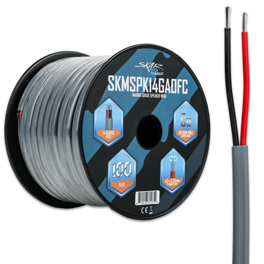Skar Audio 14 calibre (AWG) Elite Marine Grade cobre estañado OFC Cable de altavoz de audio estañado de grado marino, 100 pies