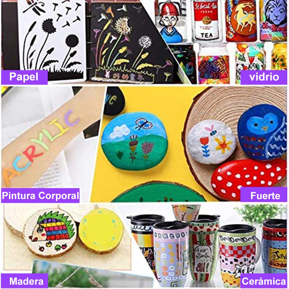 AVEDISTANTE conjunto de pintura Juego de rotuladores acrílicos,juego de rotuladores de arte de pintura para madera de roca,metal, plástico, vidrio, lienzo, cerámica, huevos de Pascua y más