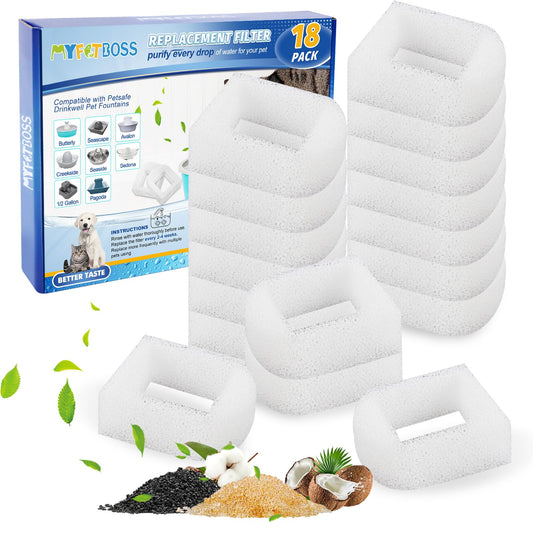 Filtros MyfatBOSS 18 Unidades Blanco para Fuente de Agua para Mascotas Petsafe Drinkwell Repuesto