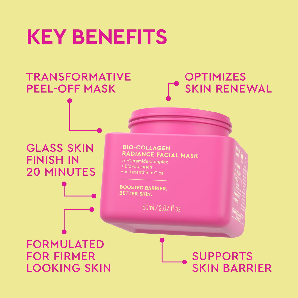 Byoma Máscara Facial Bio-collagen Radiance, Máscara de Lámina Líquida Transformadora, Resplandor Instantáneo, Mejora Elasticidad, Reduce Arrugas