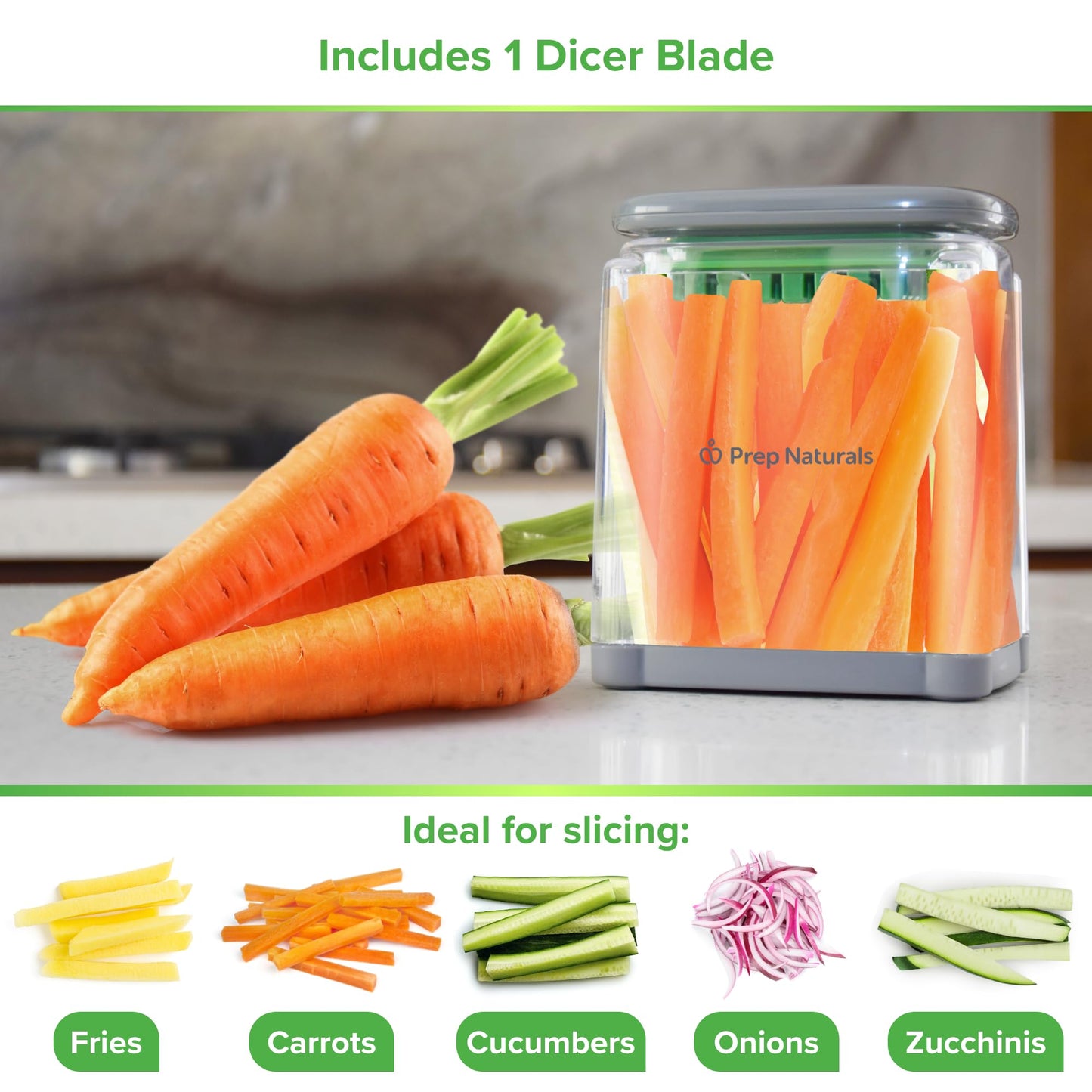 Cortador de Alimentos Manual PrepNaturals 3 en 1 para Papas Fritas y Verduras