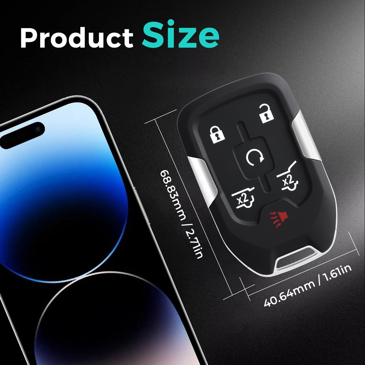 HelloAuto - Llavero para GMC Yukon/Yukon XL, Chevy Tahoe Suburban Key Remote 2015-2020 (HYQ1AA) con 6 botones