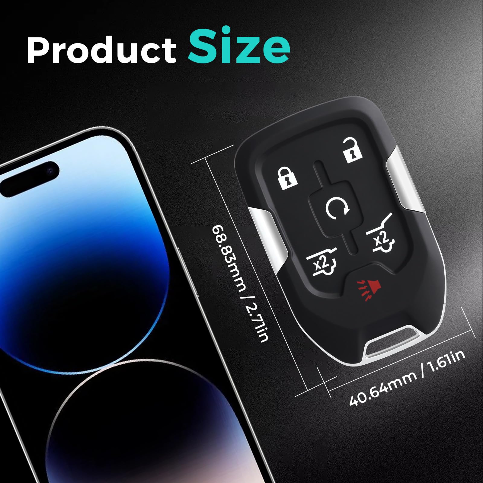 HelloAuto - Llavero para GMC Yukon/Yukon XL, Chevy Tahoe Suburban Key Remote 2015-2020 (HYQ1AA) con 6 botones