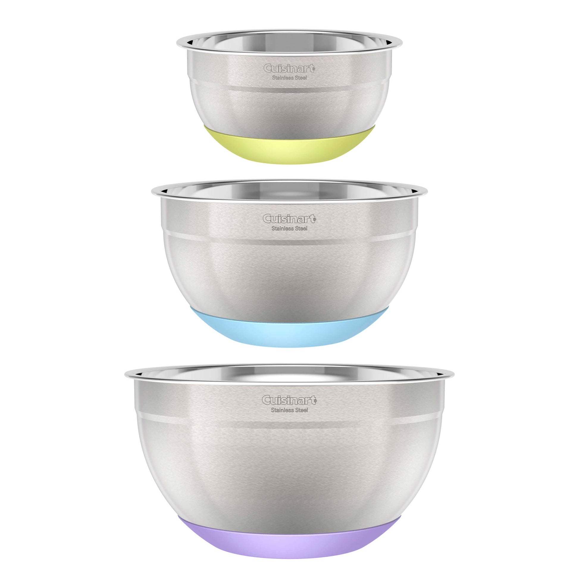 Cuisinart - Cuencos para mezclar de acero inoxidable de 3 piezas con base antideslizante, 1.5qt, 3qt y 5qt