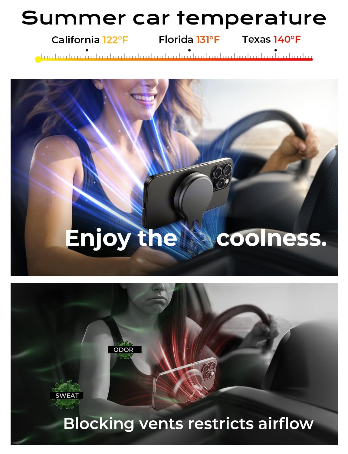 LISEN Soporte para Celular Automovil con Función de Carga 15W Cargador para Auto Inalámbrico, Soporte Magsafe Accesorios Compatible con iPhone 16/16 Pro/16 Pro Max/15/14/13 con Pantalla de Luz