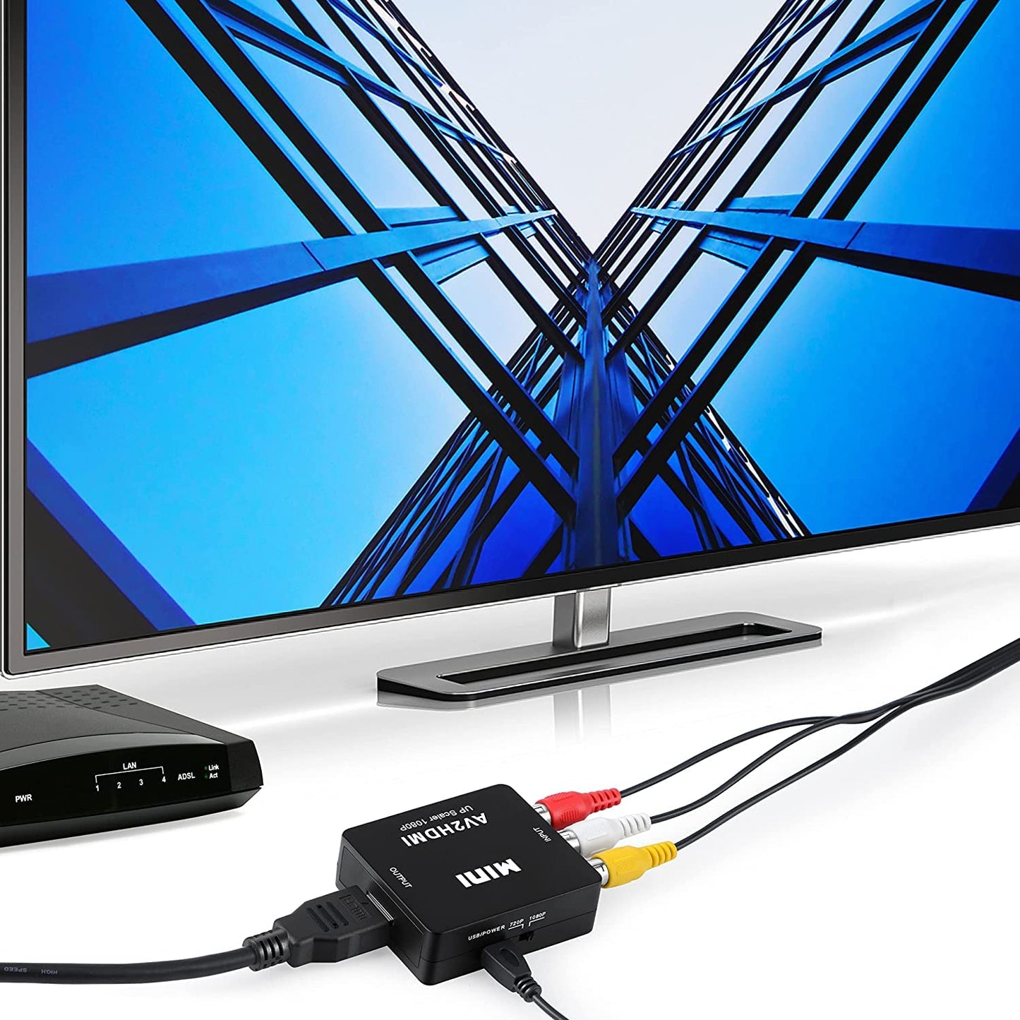 Uplayteck RCA a HDMI Convertidor de AV a HDMI - 1080P Mini RCA Composite CVBS Video Audio Converter Adapter - Soporta PAL/NTSC para TV/PC / PS3 / PS4 / Xbox/STB/VHS/VCR/Reproductores de DVD Blue-Ray