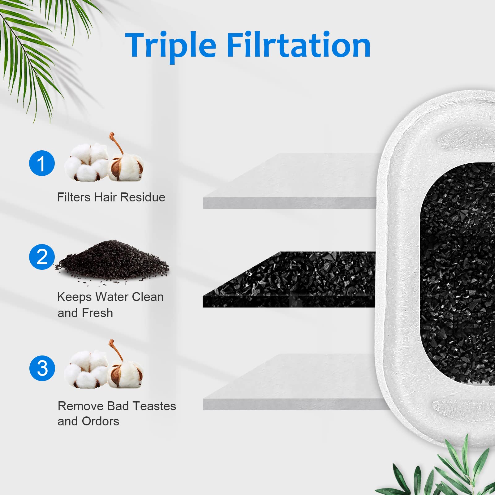 Filtros de Fuente de Agua para Gatos NautyPaw Acero Inoxidable Paquete de 8