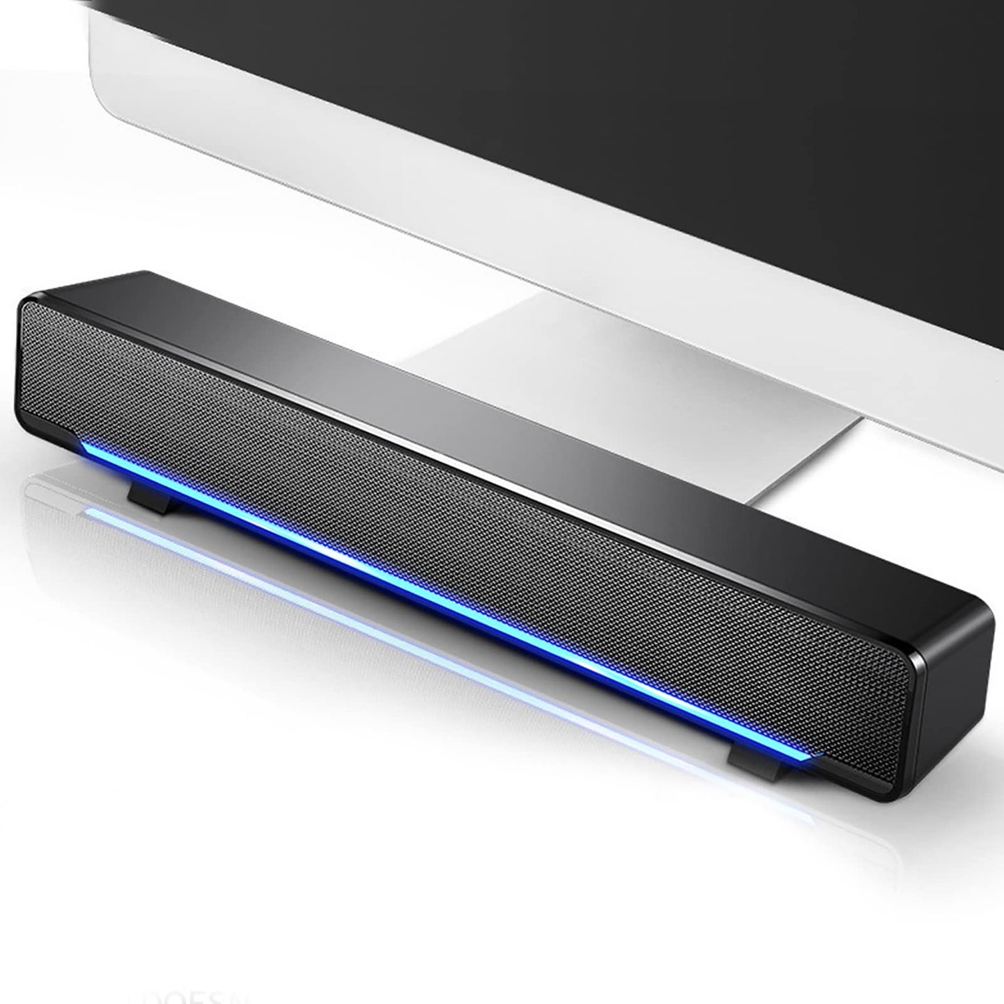 Ejoyous Barra de sonido estéreo con cable USB, compatible con múltiples dispositivos, diseño clásico y duradero en negro